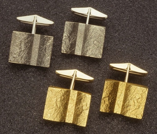 Rectangular cufflinks in silver or vermeil